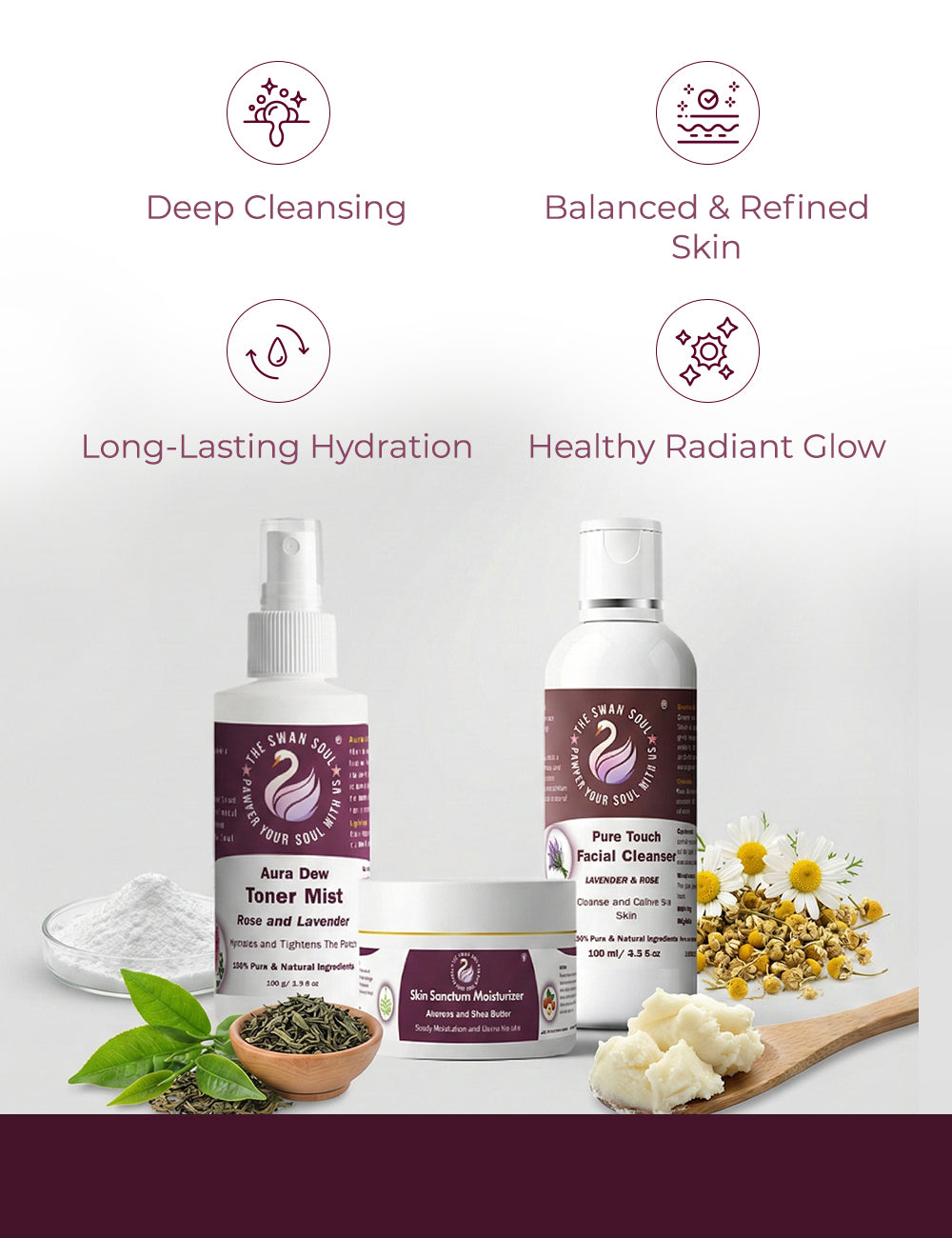 Daily Radiance Skincare Kit: Cleanser, Toner & Moisturizer