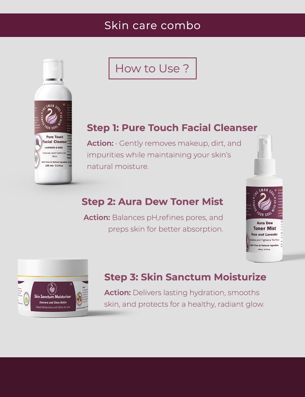 Daily Radiance Skincare Kit: Cleanser, Toner & Moisturizer