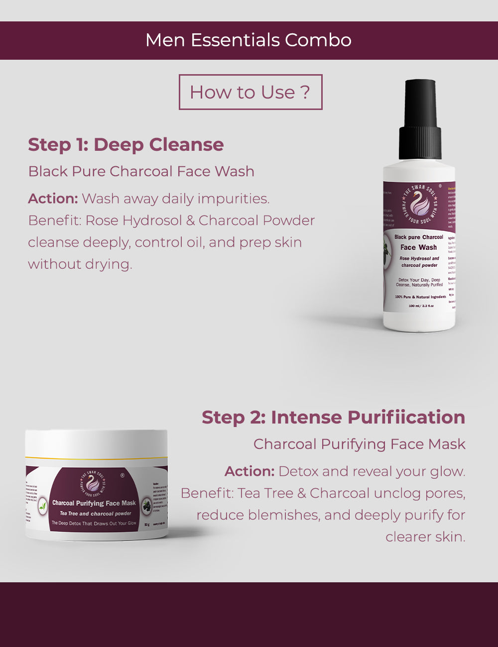 Daily Defense: Clear, Calm & Confident 2-Step Charcoal Purifying Kit - Mens Care